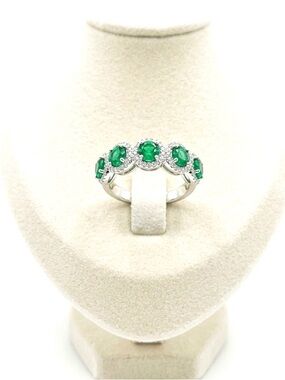 New S925 Sterling Silver Emerald Infinity White Sapphire Band Ring (Hallmarked)